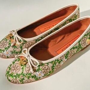 Tory Burch | T Monogram Charm Ballet Flats- Sz 7